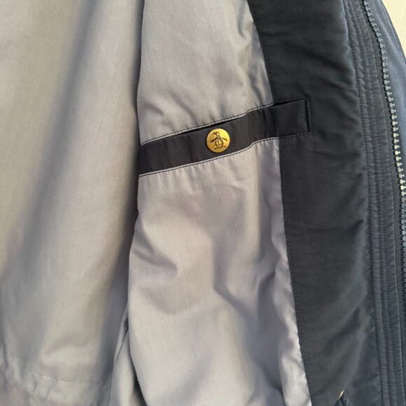 Original Penguin by Munsingwear Rain Coat M Navy Hooded Jacket Cotton Blend - Picture 11 of 12